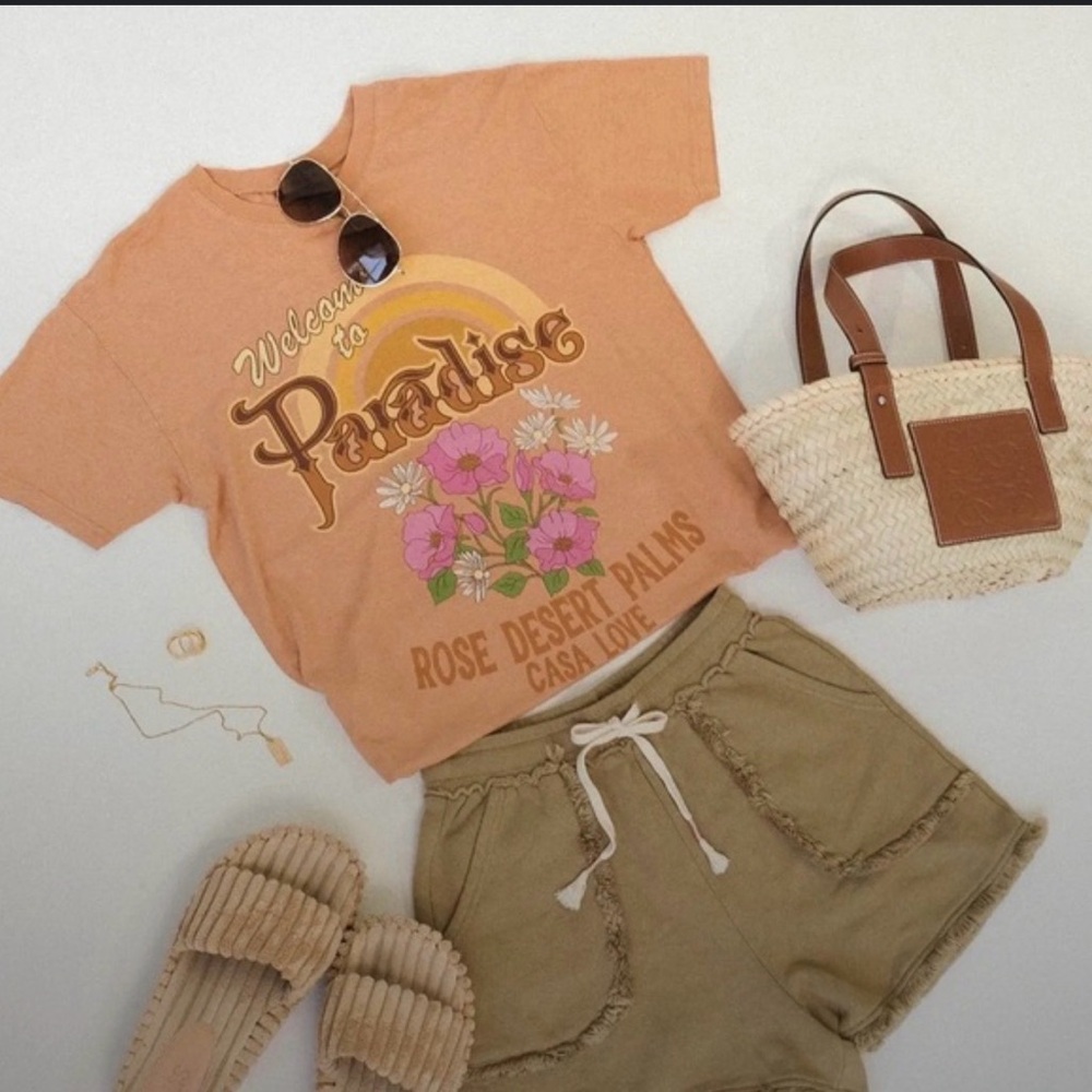 Spell Casa Love Biker Tee or Welcome to Paradise T-Shirt in the color sandstone
